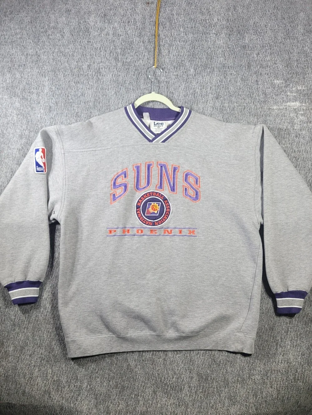 Vintage 90s Phoenix Suns Lee Sport Sweatshirt XL Grey Embroidered Crewneck NBA